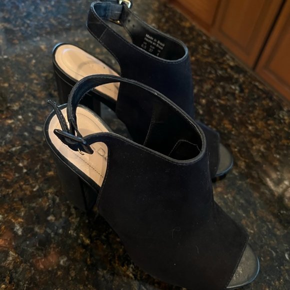 Aldo Black Juliusa Suede Slingback Open Toe Block Heels-Size 6 1/2 - Picture 6 of 13